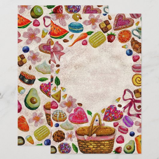 Cute Pastry Confections Sweets 便箋 (正面/裏面)