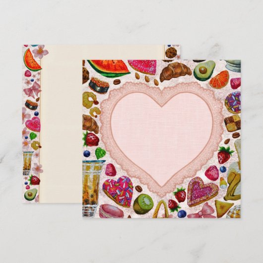 Cute Pastry Confections Sweets 招待状 (正面/裏面)