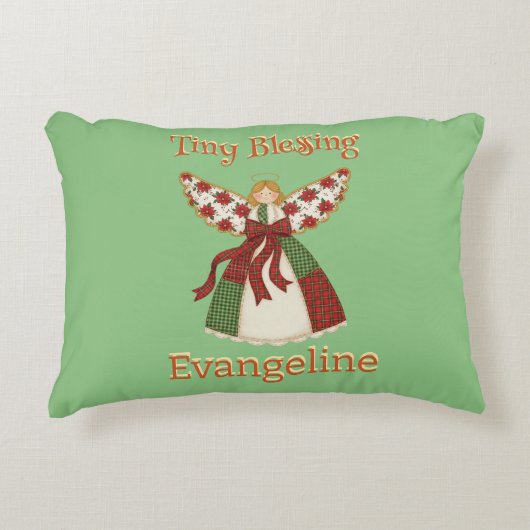 Cute Patchwork Angel – Personalized Baby アクセントクッション (正面)