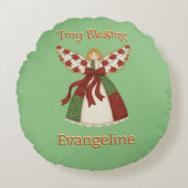 Cute Patchwork Angel – Personalized Baby ラウンドクッション (正面)