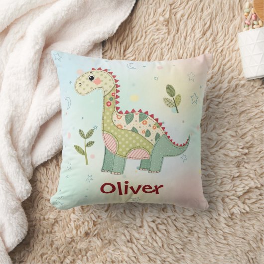 Cute Patchwork Dinosaur クッション (ブランケット)