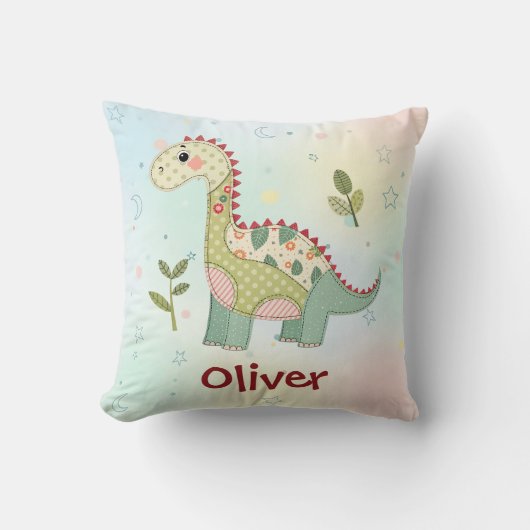 Cute Patchwork Dinosaur クッション (正面)