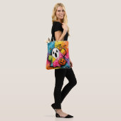 Cute Patchwork Ghost Colorful Splatter Art トートバッグ (モデル)