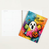 Cute Patchwork Ghost Colorful Splatter Art プランナー手帳 (ディスプレー)