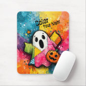 Cute Patchwork Ghost Colorful Splatter Art マウスパッド (マウス)