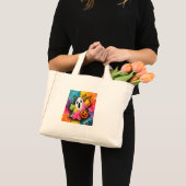 Cute Patchwork Ghost Colorful Splatter Art ミニトートバッグ (正面(商品))