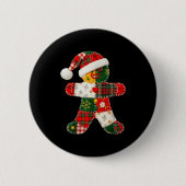 Cute Patchwork Gingerbread Man Christmas Men Women 缶バッジ (正面)