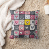 Cute Patchwork Pattern with Hearts クッション (ブランケット)