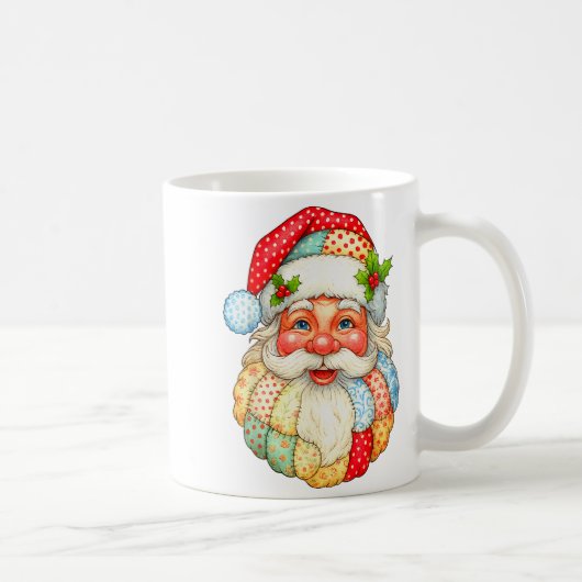 Cute Patchwork Santa Claus Christmas Xmas Men Wome コーヒーマグカップ (右)