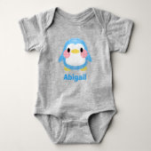 Cute Patchwork Style Penguin Art Personalised ベビーボディスーツ (正面)