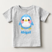 Cute Patchwork Style Penguin Art Personalised ベビーTシャツ (正面)