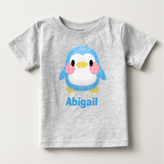 Cute Patchwork Style Penguin Art Personalised ベビーTシャツ