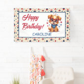 Cute Patriotic Dog Birthday Decoration 横断幕 (インサイチュ)