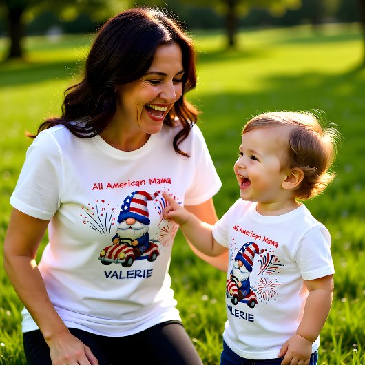 Cute Patriotic Gnome Mom トライブレンドＴシャツ