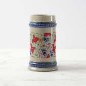 Cute pattern of birds and flowers ビールジョッキ (中央)