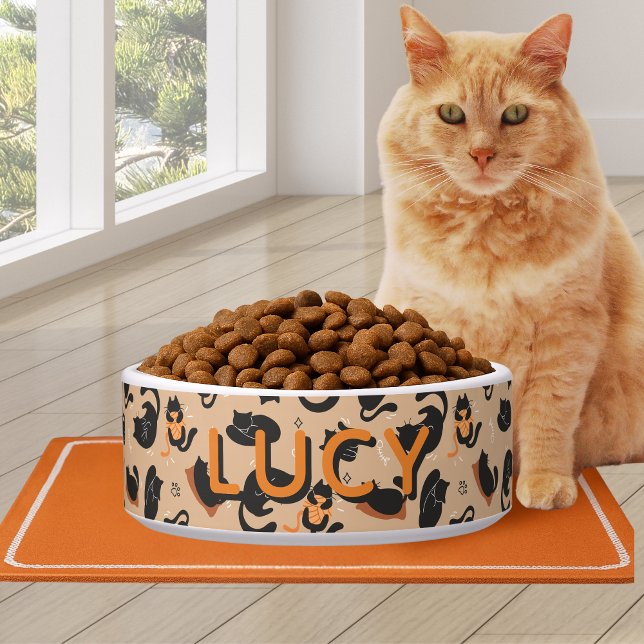 Cute Pattern Orange Black Cat ボウル (Cute Pattern Orange Black Cat Bowl)