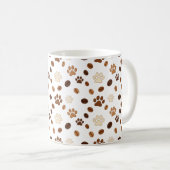 Cute Paw Print and Coffee Bean Pattern Mug コーヒーマグカップ (正面右)