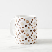 Cute Paw Print and Coffee Bean Pattern Mug コーヒーマグカップ (正面左)