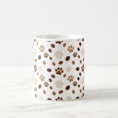Cute Paw Print and Coffee Bean Pattern Mug コーヒーマグカップ (中央)