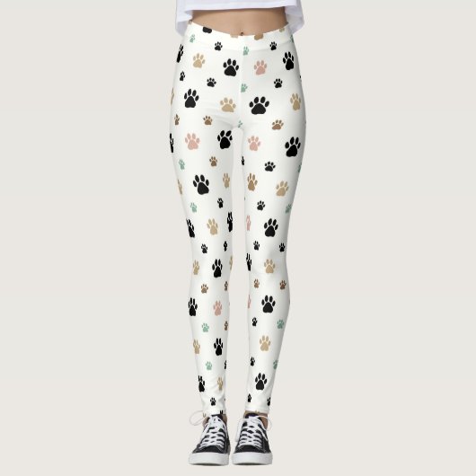 Cute Paw Print Minimal Pet Pattern レギンス (正面)