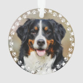 Cute Paw Prints and Hearts Frame Custom Pet Photo オーナメント (裏面)