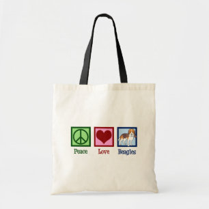 Cute Peace Love Beagles トートバッグ