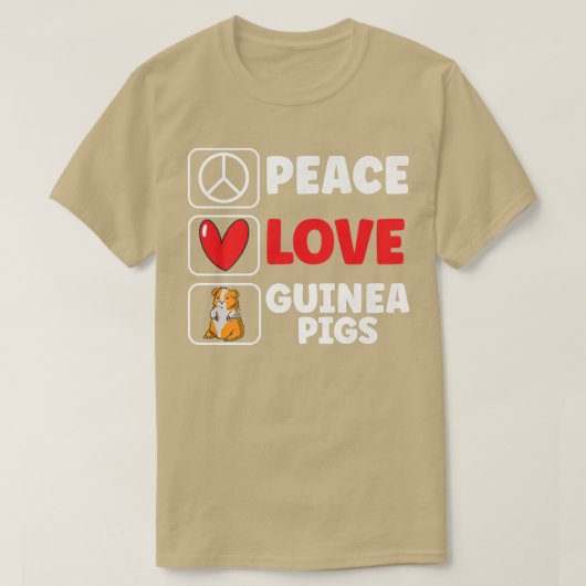 Cute Peace Love Guinea Pigs  Tシャツ (デザイン正面)