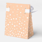 Cute peach and white polka dot pattern wedding fav フェイバーボックス (裏面サイド)