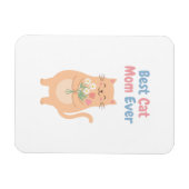 Cute Peach Cat Holding Flowers Illustration マグネット (横)