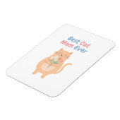 Cute Peach Cat Holding Flowers Illustration マグネット (左側)