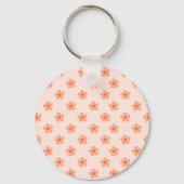 Cute Peach Flower Pattern Minimal Floral Aesthetic キーホルダー (裏面)