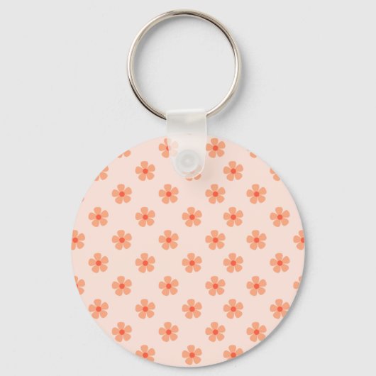 Cute Peach Flower Pattern Minimal Floral Aesthetic キーホルダー (裏面)