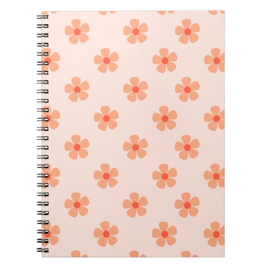 Cute Peach Flower Pattern Minimal Floral Aesthetic ノートブック (正面)