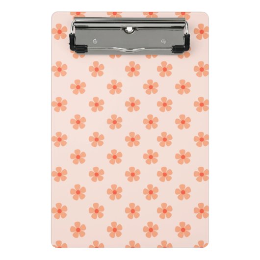 Cute Peach Flower Pattern Minimal Floral Aesthetic ミニクリップボード (正面)