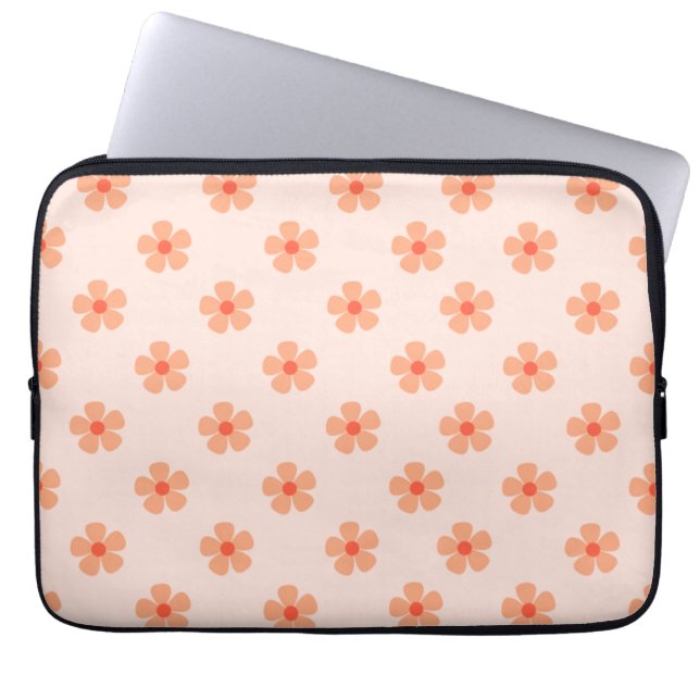 Cute Peach Flower Pattern Minimal Floral Aesthetic ラップトップスリーブ (正面)