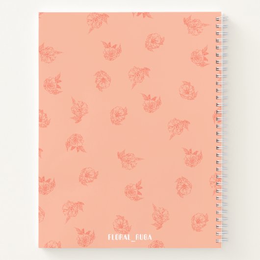 Cute Peachy Notebook with initials  ノートブック (裏面)