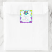 Cute Peacock Green and Purple スクエアシール (バッグ)