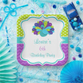 Cute Peacock Green and Purple ペーパープレート (パーティー)