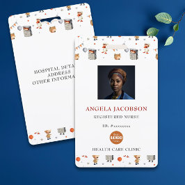 Cute Pediatric Registered Nurse Logo バッジ