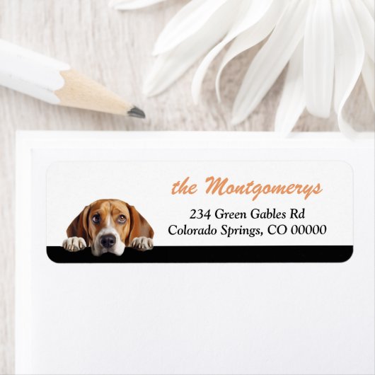 Cute Peeking Beagle Dog Return Address ラベル (インサイチュ)