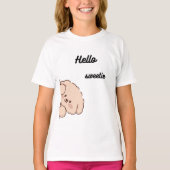 Cute Peeking Bear – Adorable Kawaii Teddy Design  Tシャツ (正面)