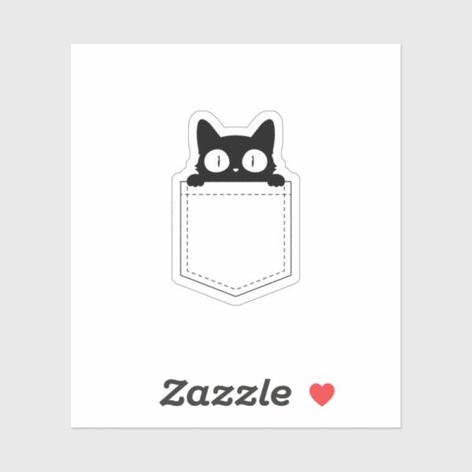 Cute Peeking Black Cat Pocket シール (シート)