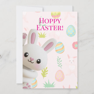 Cute Peeking Bunny Hoppy Easter シーズンカード