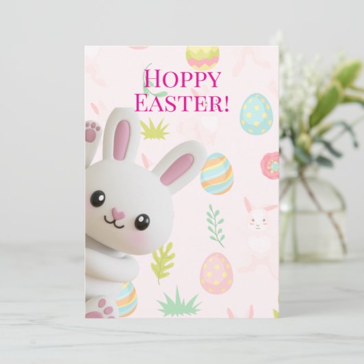 Cute Peeking Bunny Hoppy Easter シーズンカード (スタンド正面)