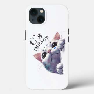 Cute Peeking Cat Acrylic Style - C’s IMPACT Black2 iPhone 13ケース