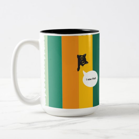 Cute Peeking Cat Funny Cat Lover Gift ツートーンマグカップ (左)