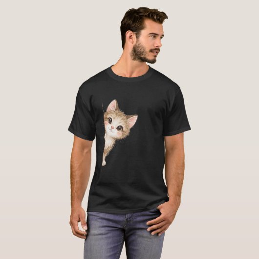 Cute Peeking Cat Graphic Shirt Tシャツ (正面フル)