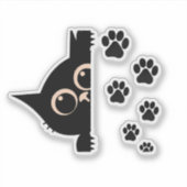 Cute Peeking Cat Paw Print Stickers シール (正面)