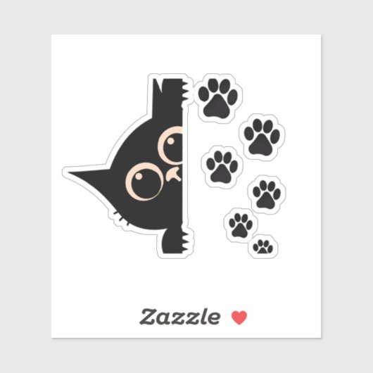 Cute Peeking Cat Paw Print Stickers シール (シート)