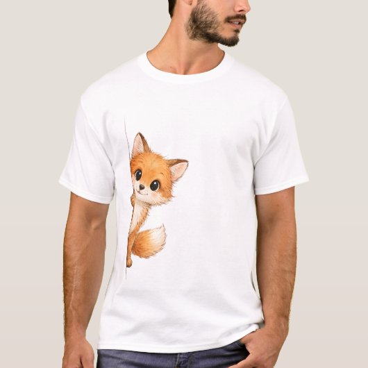 Cute Peeking Fox Graphic Shirt Tシャツ (正面)